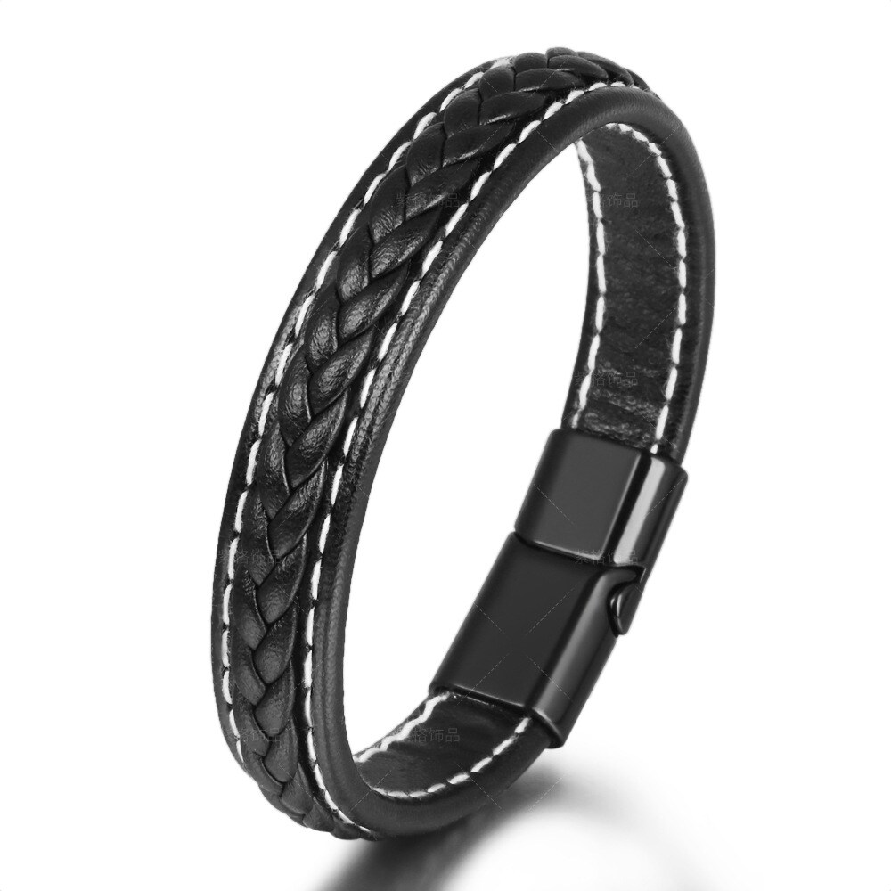 1 Piece Simple  Daily Style Woven Shape PU Men's Bracelet 